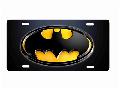 Batman Inspired Laser Cut Acrylic Mirror License Plate 6" x 12" Made in USA 