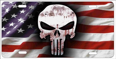 Personalized Front License Plates >> The Punisher on American flag personalized novelty license ... Personalized Front License Plates >> The Punisher on American flag personalized novelty license ...