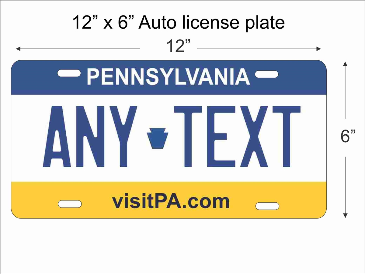 Pennsylvania replica License Plate personalized with your design custom