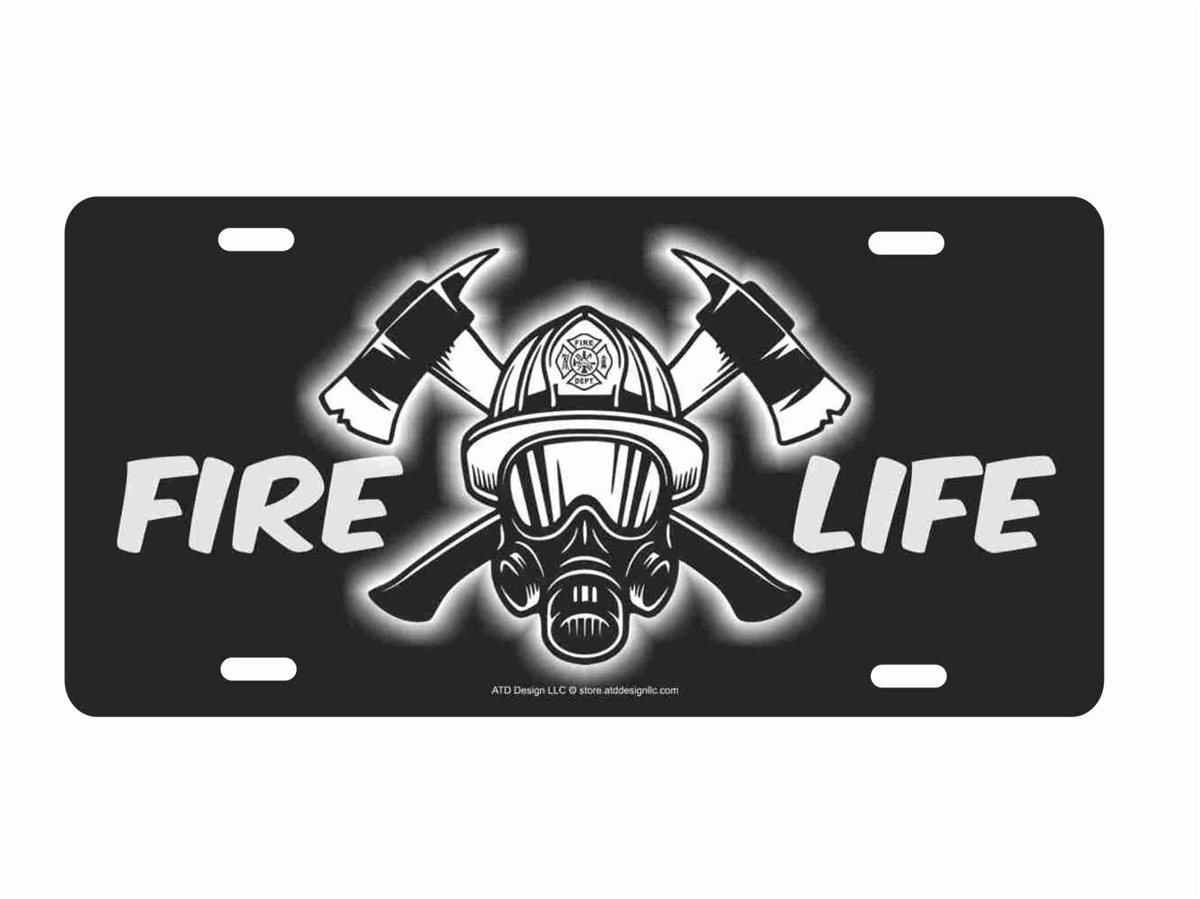 Fire Life Fire Dept on diamond plate Custom License Plates ...