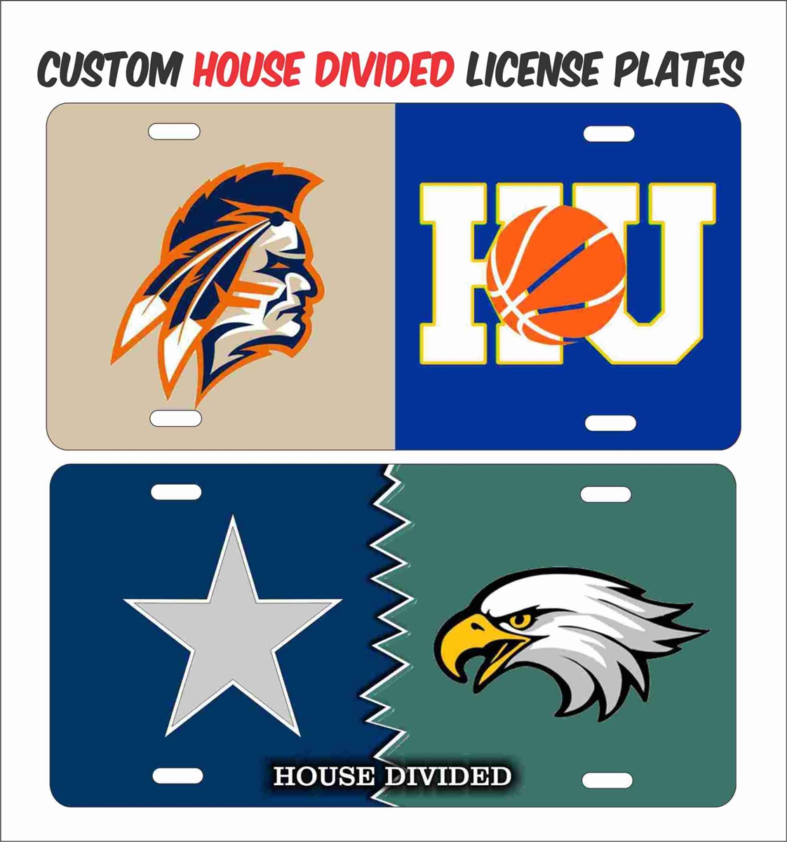 HOUSE DIVIDED Custom 2 SPORTS Team Sign Custom Wood Framed 